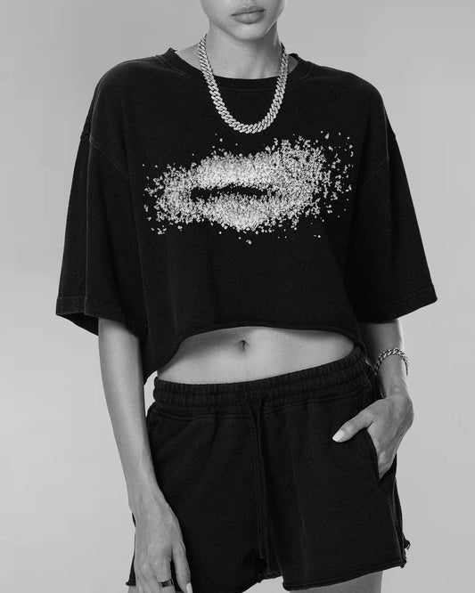 SALTY LIPS RAW EDGE CROP TOP